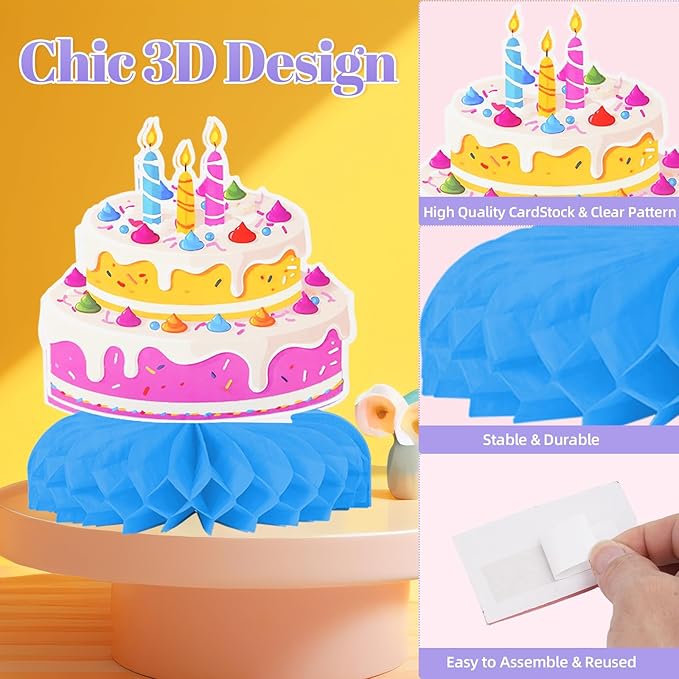 Happy Birthday Decorations, Rainbow Birthday Centerpieces for Tables, Birthday Table Centerpieces Decorations for Kids Party, Birthday Party Supplies (9 pcs)