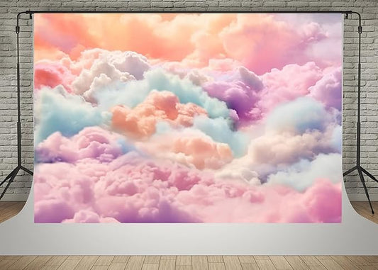 Kate 7x5ft Colorful Cloud Sky Fairytale Fantasy Photography Backdrops Dreamlike Happy Birthday Party Baby Shower Photo Background Video