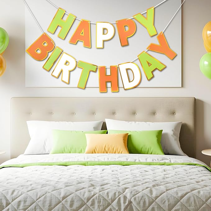 Happy Birthday Banner - 9ft Pre-Strung Happy Birthday Sign for Women, Men, Girls, Boys - No DIY Birthday Decorations & Party Supplies(Tri-Color)
