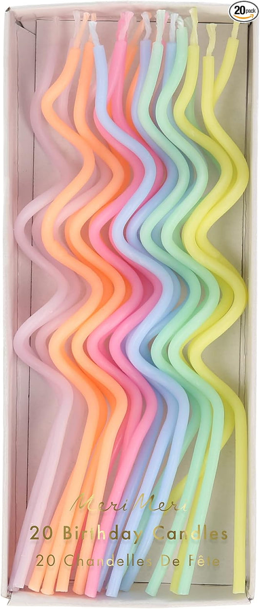 Meri Meri Swirly Tall Cake Candles (Pack of 20), 5" Tall Unscented Candles