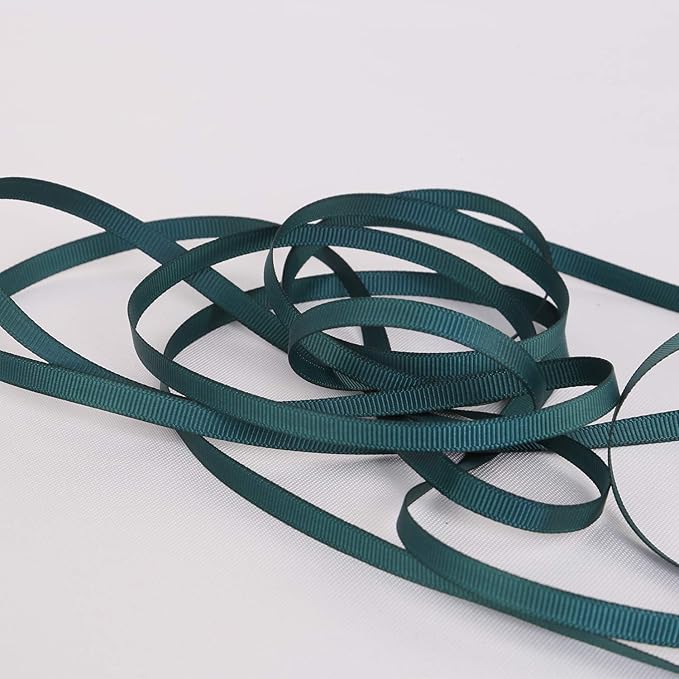 Ribbonitlux 1/4" Wide Solid Grosgrain Ribbon 25 Yards (347-Teal）, Set for Gift Wrapping, Party Decor, Sewing Applications, Wedding and Craft