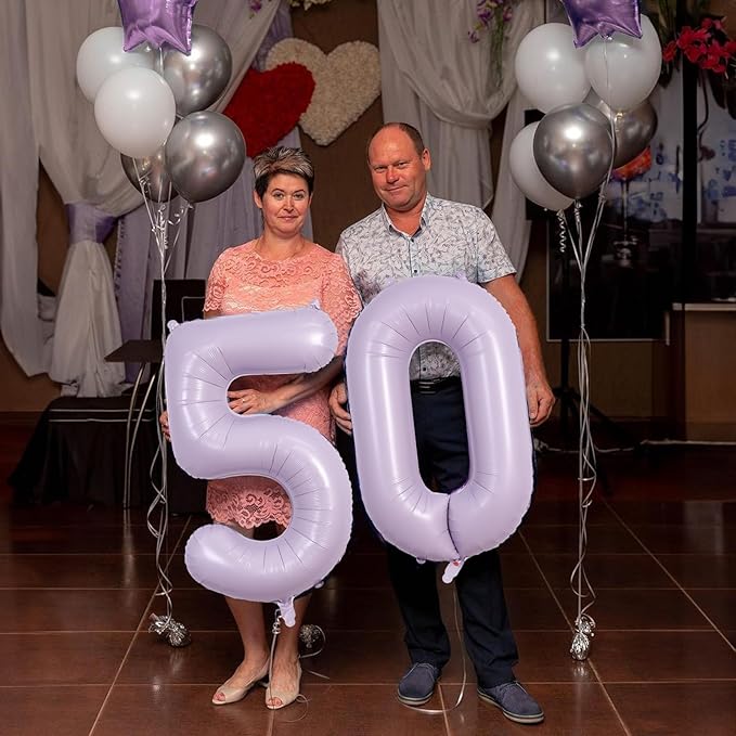 Pastel Purple Number 0 Balloons 40 Inch, Large Lilac Number Balloons 0-9 Set, Light Purple 0 Mylar Foil Balloon Numbers for Girls Women Baby Shower Birthday Graduation Anniversary Party Decorations