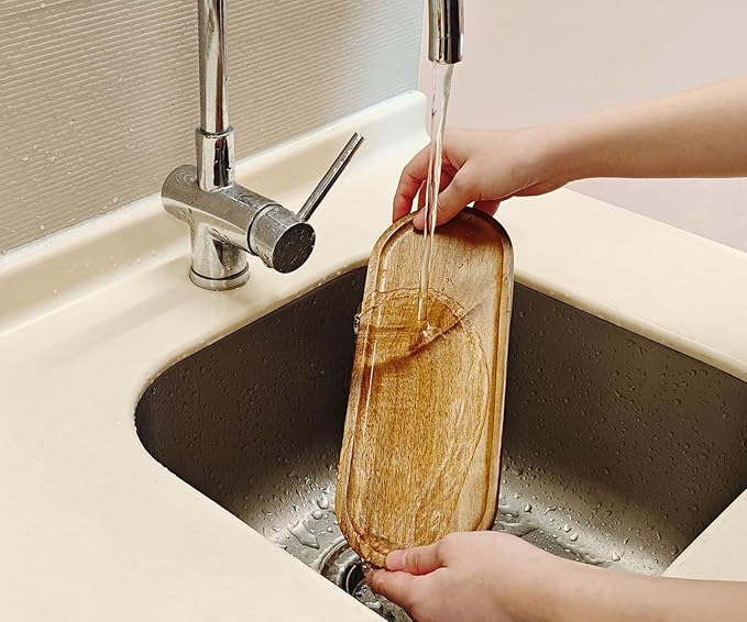 Small Wooden Oval Tray (11.3 x 4.1 inch) 3 Pack, Mini Serving Tray for Coffee Tables, Dessert, Snack, Fruit, Acacia Wood Platter for Vegetable, Decor Restaurant