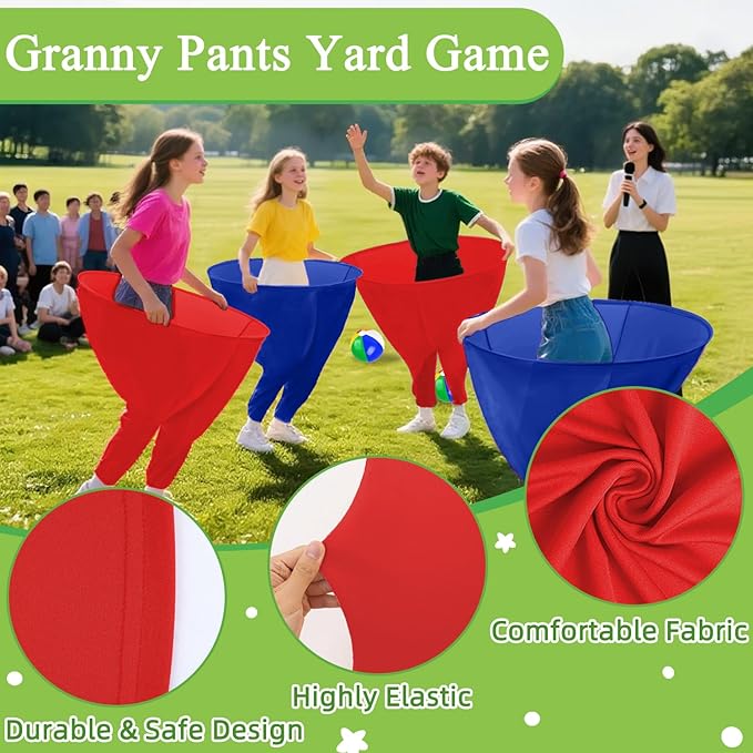 Granny Pants Yard Game Freaky Party Games Pants with Bouncy Balls and Air Pump Oversized Granny Pants Outdoor Game for Adults and Family Interactive Throwing Game for Group Gatherings