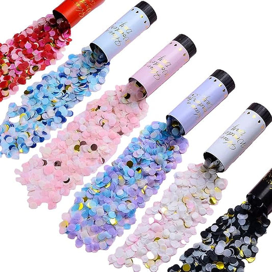 6 Pack Confetti Cannon, Multicolor Party Poppers Confetti Shooters for Wedding Birthday Holiday Celebration Christmas New Year Events Prank Graduation, Funny Small Confetti Popper, Easy To Use (Mix)