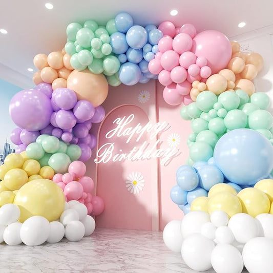 453Pcs Pastel Balloon Arch Kit, 7 Macaron Assorted Colors Balloon Garland Kit, Different Size Spring Colorful Balloon for Spring Easter Birthday Baby Shower Gender Reveal Rainbow Party Decor