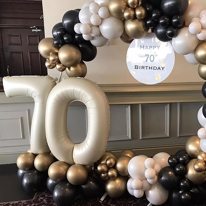 Biapian 40 Inch Cream Number 60 Balloon, 60th Birthday Balloons, Big Digital 60 Beige White Giant 60 Foil Balloon Helium for Men Women 60th Birthday Decorations Anniversary Baby Shower Party Supplies
