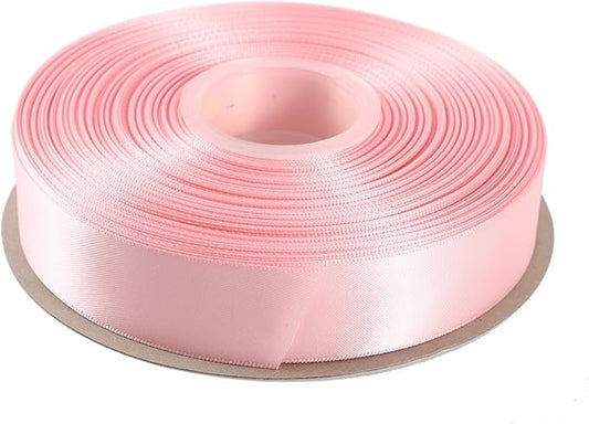 ITIsparkle 1" Inch Double Faced Satin Ribbon 50 Yards-Roll Set for Gift Wrapping Scrap Books Party Favor Hair Braids Baby Shower Decoration Floral Arrangement Craft Supplies, Light Pink Ribbon