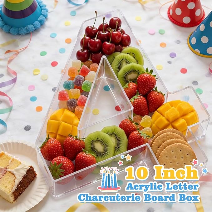 Ledido 10’’ Acrylic Number Charcuterie Board Box, Reusable Fillable Serving Tray for Candy Cake Fruit Snack, Easy-Clean Acrylic Charcuterie Tray for Birthday Anniversary Party Decorations, Number 40