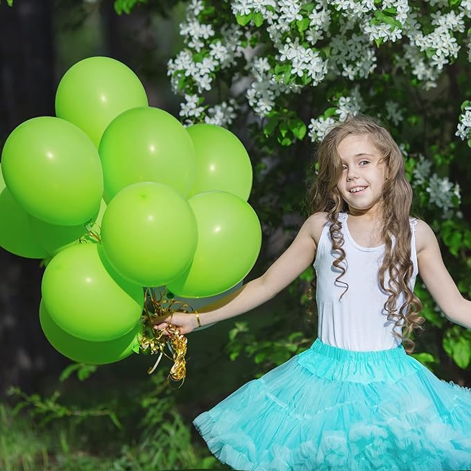 RUBFAC Lime Green Balloons 129pcs Light Fruit Neon Green Latex Balloon 18 12 10 5 Inch Garland Arch Kit for Birthday Party Dinosaur Jungle Baby Shower Decoration