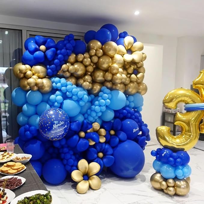 Awenztech 120pcs Royal Blue Balloon Arch Kit, 18 12 10 5 inch Royal Blue Latex Balloons Different Sizes Balloon Garland for Graduation Wedding Baseball Birthday Party Decorations