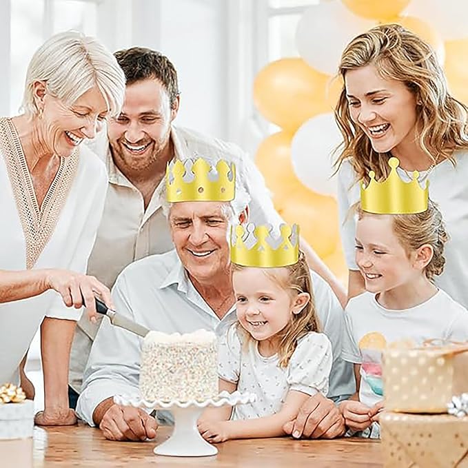 40 Pieces Paper Crowns Gold Foil Party Crown Paper King Hats Cap for Birthday Celebration Baby Shower Photo Props