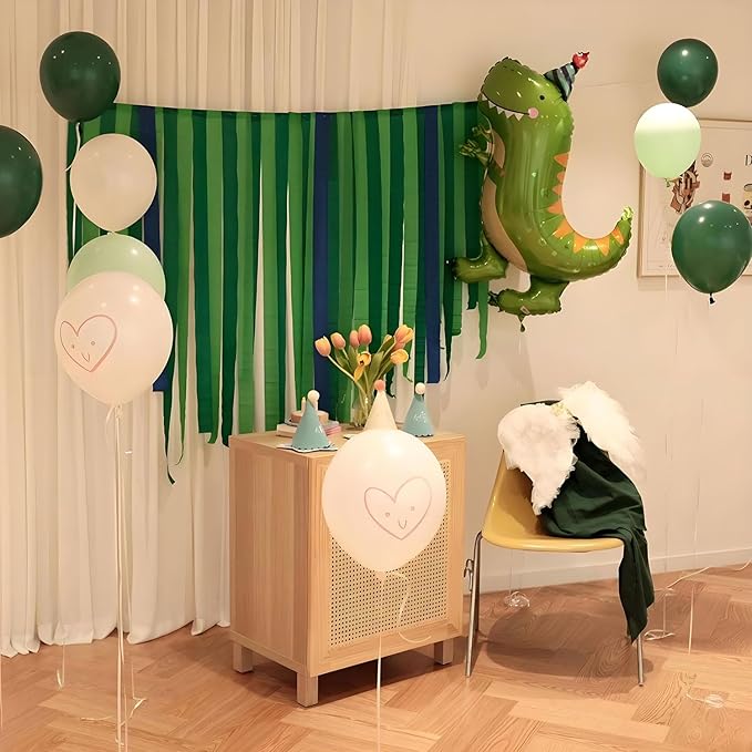 8 Rolls Crepe Paper Streamers 1.8 Inch x 82 Ft/Roll Grass Green and Deep Green Party Streamers for Birthday Wedding Baby Bridal Shower Decorations Christmas Craft Supplies