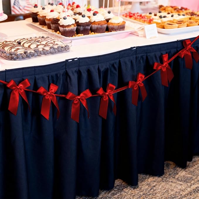 2pcs Red Bow Garland Banner - 8.3 Feet Coquette Ribbon Bow Decorations for Baby Shower, Birthday Party, Bridal Shower Decor (Red)