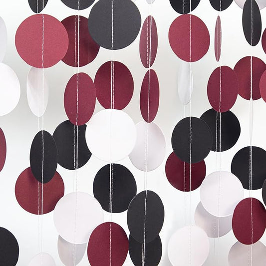White Black and Burgundy Birthday-Decorations - 52Ft Paper Garland Decoration Streamers Party Banner Bridal Baby Shower Wedding Bachelorette Engagement Graduation Hanging Decor Hongtongtong