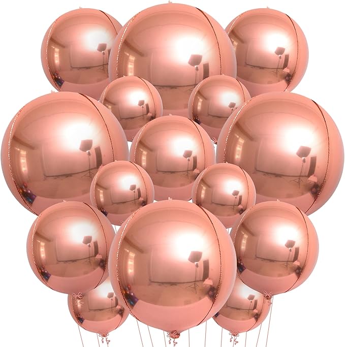 KatchOn, Rose Gold Balloons - 22 Inch, Pack of 14 | Rose Gold Foil Balloons for Sweet 16 Party Decorations, Mothers Day Decorations | Rose Gold Party Decorations, Birthday Decor for Women, Engagement