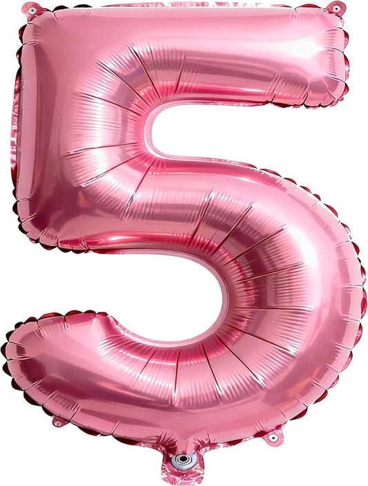 Pink Number 5 Balloons 40 Inch Giant Number Pink 5 Foil Mylar Balloons for 5th Birthday Anniversary Events Party Decorations
