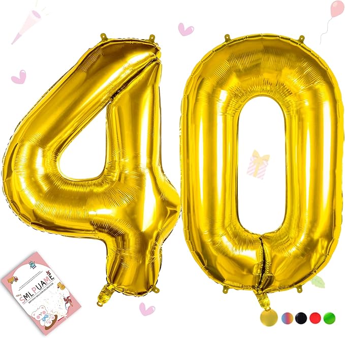 40 inch Number Balloon 0-9 Gold Large Number 40 Balloons,Digital Balloons for Birthday Party Celebration Decorations Supplies, Helium Foil Number Balloons for Wedding Anniversary