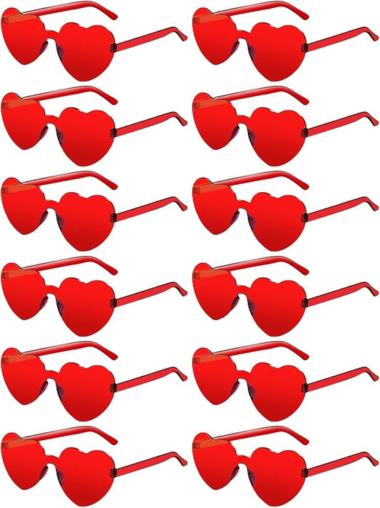 12 Pairs Heart Shaped Sunglasses for Women Colorful Glasses Fun Trendy Transparent Heart Sunglasses Party Favor