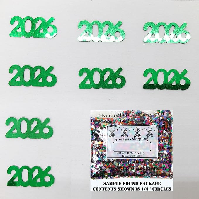 Confetti Year 2026 Green - Half Pound (8 oz) #7349 Q08