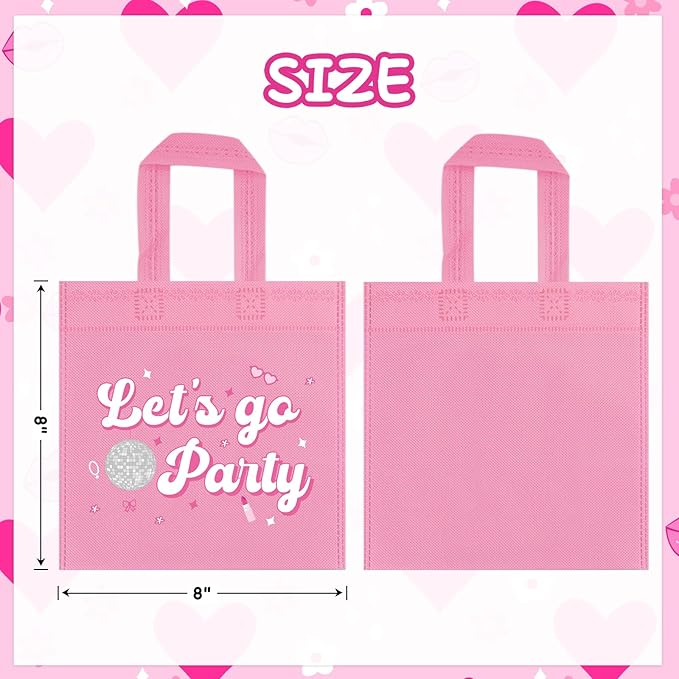 FHzytg 20Pcs Pink Girl Party Favor Bags, Hot Pink Princess Party Candy Bags Gift Bags Pink Theme Party Treat Goodie Bags for Princess Birthday Baby Shower Bachelorette Party Decorations