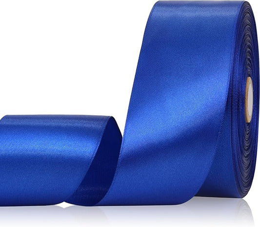 Blue Ribbon 2 Inch 60 Yards, Royal Blue Satin Ribbon for Gift Wrapping, Flower Bouquet, Wedding, Crafts, Baby Shower, DIY Bows and Outdoor Decor