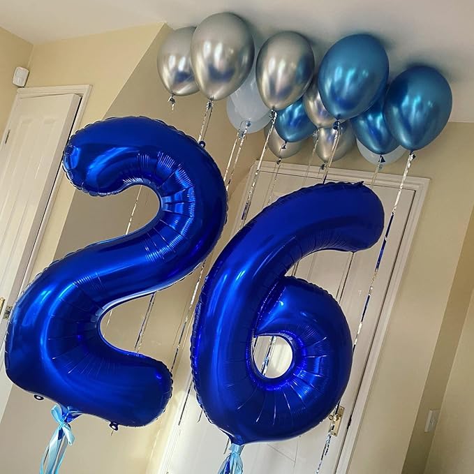 40 Inch Navy Blue 26 Number Balloons Giant Jumbo Huge 26 or 62 Foil Mylar Helium Number Digital Balloons Dark Blue Birthday Mylar Digital Balloons 26th or 62th Birthday Anniversary Events Party