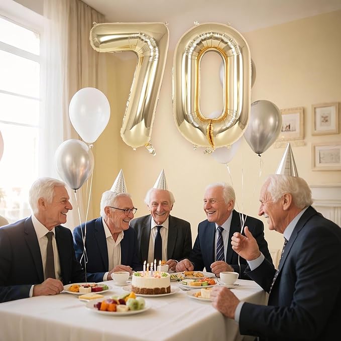 Champagne Gold Large Number 70 Balloon, 40 Inch Light Gold Foil Helium Number Balloons, Giant Mylar Number 70 Balloons for 70 Years Old Birthday Party Anniversary Decorations (Champagne Gold 70)