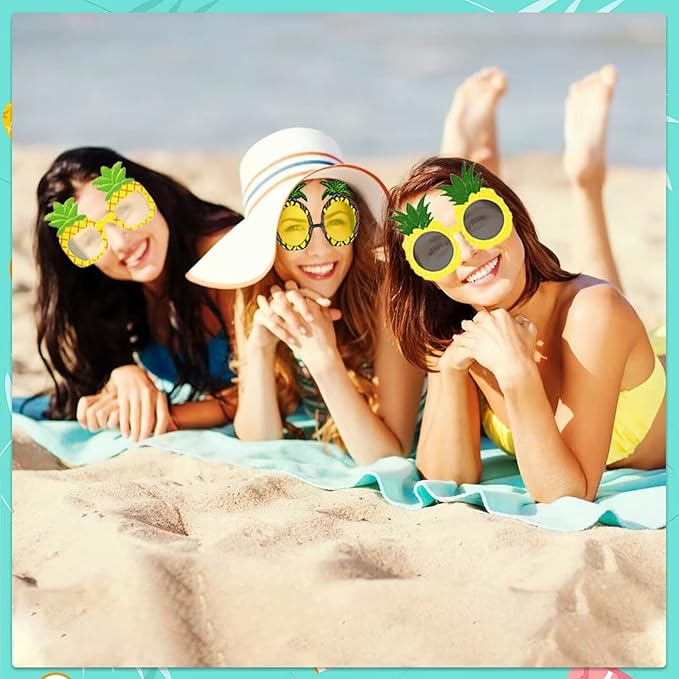 12 Pieces Fruit Eyeglasses Tropical Pineapple Glasses with 12 Styles,Hawaiian Fruit Funny Shape Eyeglasses Pineapple Party Favors for Hawaiian Summer Beach Luau Theme Party Supplies