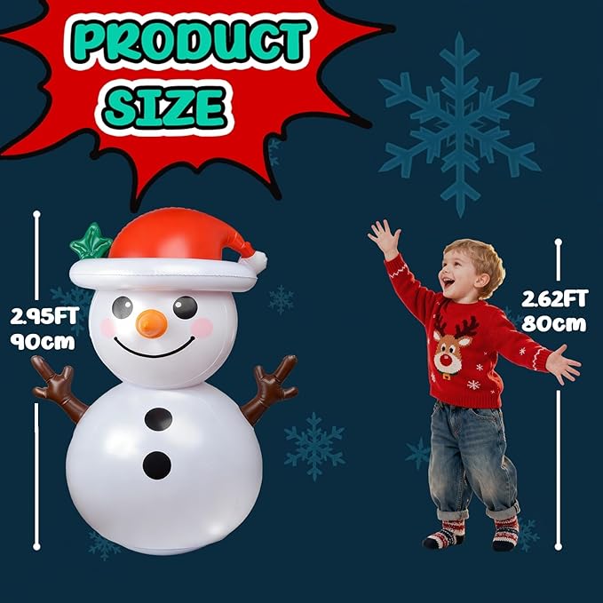 Christmas Games for Family Party, Inflatable Reindeer Ring Toss Game and Wobbling Punching Bag, Fun Christmas Games for Kids and Adults Also Great for Holiday Decoration