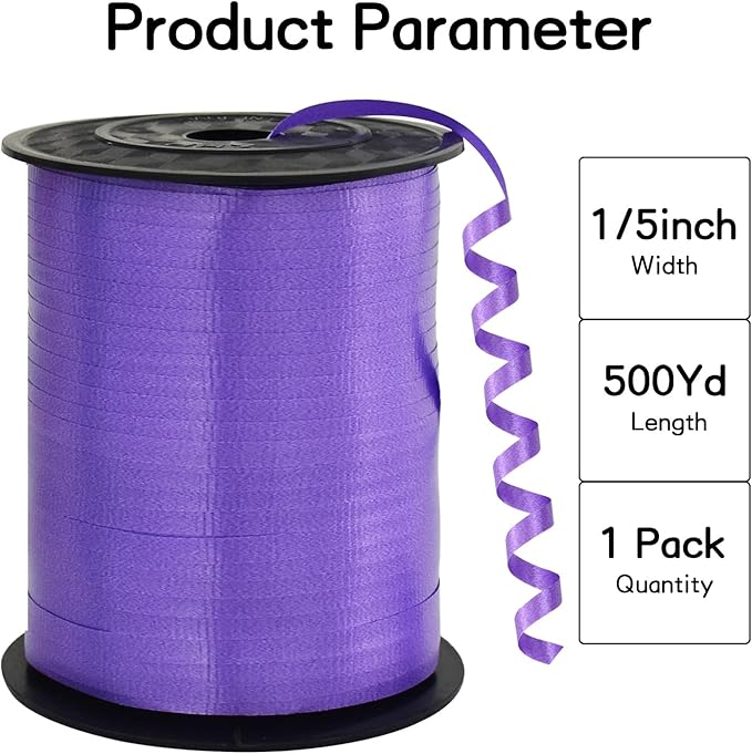 BEISHIDA 500 Yards Matte Purple Ribbon Curling Crimped Ribbon Balloon String Ribbons for Gift Wrapping Ribbon for Birthday Party Festival Art Craft Decor Florist Flowers Decoration