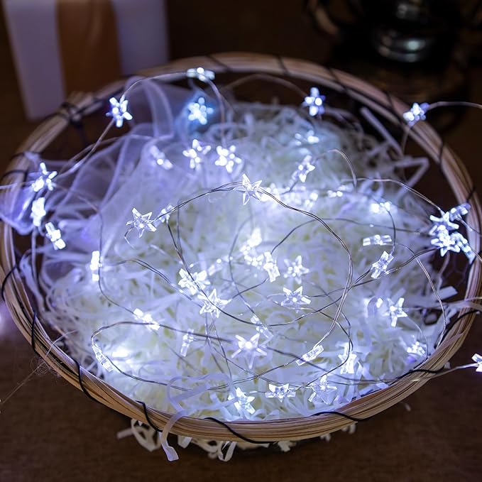 6 Packs 6.6ft 20 LEDs Star Fairy Lights Battery Operated,Mini Star String Lights,Waterproof Twinkle Starry Light for DIY Bottle Table Christmas Ramadan Wedding Halloween Decor,Cool White