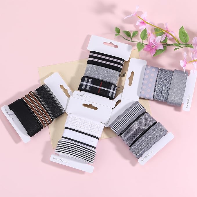 BEEFLYING 3 Styles Wire Edged Ribbons for Gift Wrapping, 25~28mm×2.7m Stripe Satin Ribbons Sheer Ribbons for Wedding Party Decoration Hair Bows Flower Designs Sewing and Craft, 9 Yards