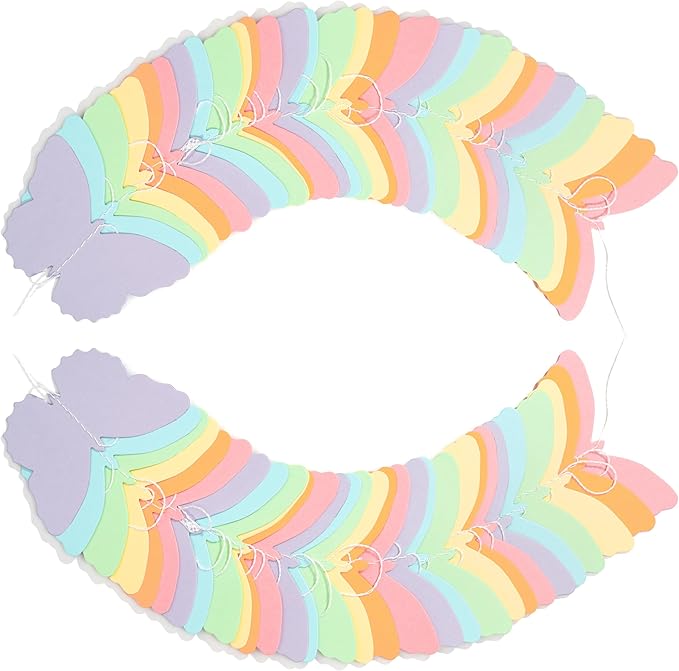 40 Feet Pastel Birthday Decorations Banner Butterfly Streamers Garland Paper Banner Hanging Party Supplies, Hanging Butterfly Wedding Pastel Baby Shower Decorations
