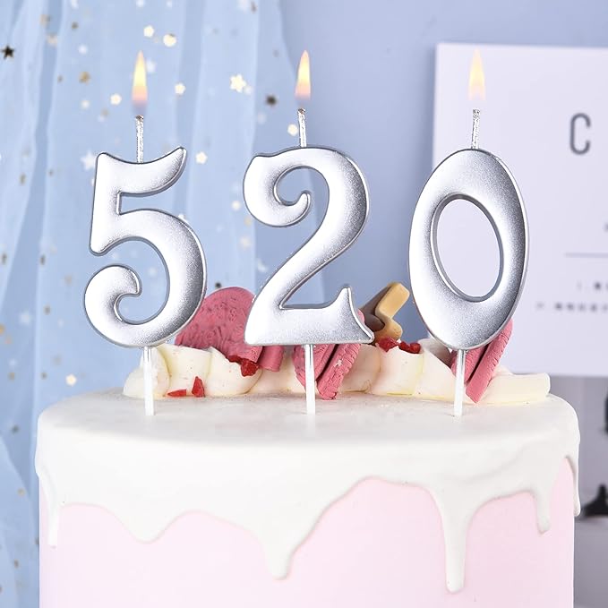 PHD CAKE 10-Count 0-9 Silver Number Birthday Candles, Number One Birthday, Silver Number Candles, Party Celebration, Baby Showers
