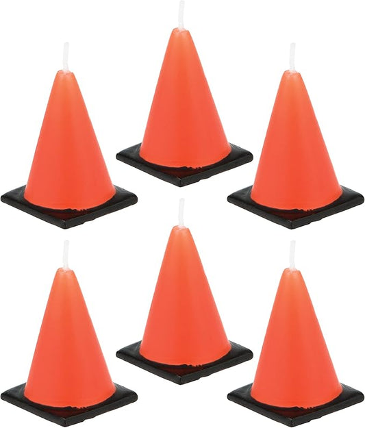 Creative Converting 6-Count Molded Candles, Cone-Shaped Under Construction -