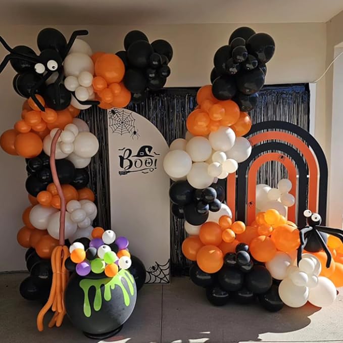 Awenztech 120pcs Black Balloon Arch Kit, 18 12 10 5 inch Black Latex Balloons Different Sizes Balloon Garland for Graduation Halloween Birthday Party Decorations