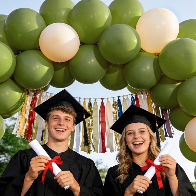 110pcs Olive Green Balloon 12 Inch, Olive Green Latex Balloons for Birthday Party Baby Shower Wedding(with 2 Ribbons).
