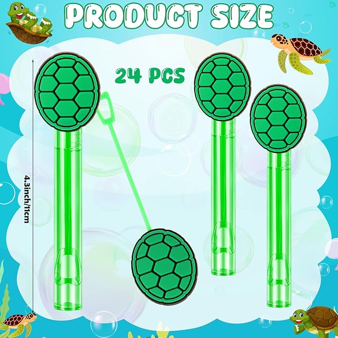 Jenaai 24 Pcs Tortoise Shell Bubble Wands Turtle Shell Bubbles Party Favors for Summer Activity Cartoon Birthday Gifts Carnival Goody Bag Stuffers Wedding Supplies