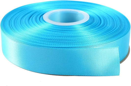 ITIsparkle 1" Inch Double Faced Satin Ribbon 50 Yards-Roll Set for Gift Wrapping Scrap Books Party Favor Hair Braids Baby Shower Decoration Floral Arrangement Craft Supplies, Turquoise Ribbon