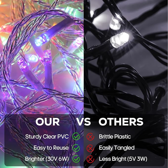 600 LED Christmas Lights, 246FT Outdoor Waterproof String Lights with Remote, Timer & Memory Function & 8 Modes, Twinkle Lights Plug in for Christmas Tree, Patio, Outside. Multicolor