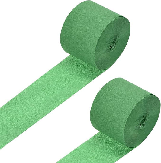 Crepe Paper Roll, Deep Green Crepe Paper Streamers Sheets, [for Party Streamer Decorations, Birthday Party] - 1.8 Inch x 82 ft / 2 Roll