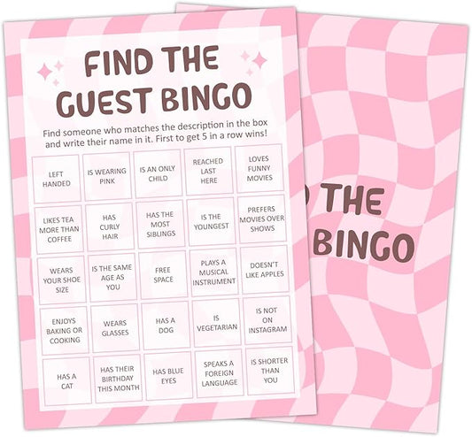 Birthday Party Games - Find The Guest Bingo Game, Bday Party Games for Teen Girl Adult, Set of 20 pcs Game Cards, Birthday Party Favor Activity Sleepover Party Decor Supplies - FS268