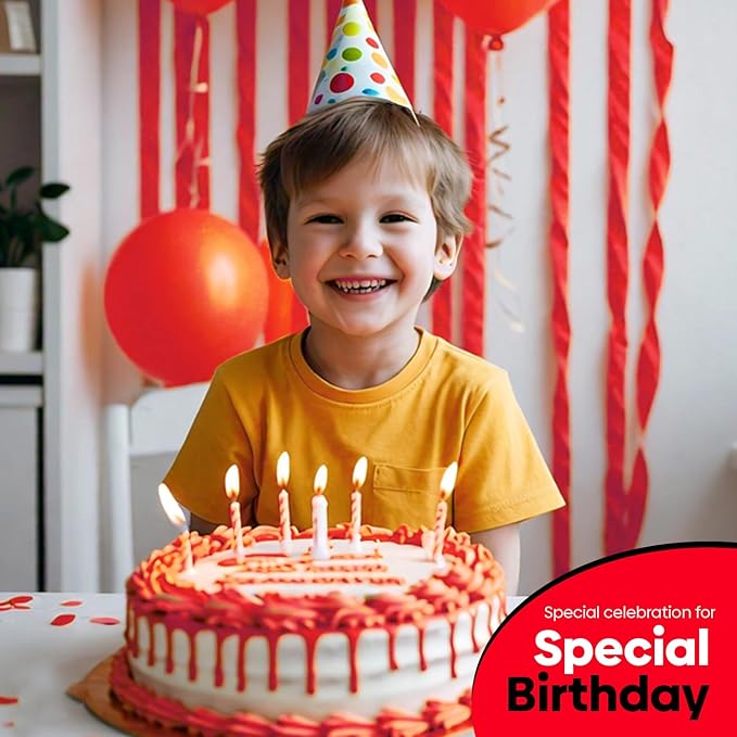 Captain Décor 4 Red Streamers, 382 FT Pack of 4 Red Crepe Paper Rolls, Streamers Party Decorations for Anniversary, Birthday, Wedding, and Other Celebrations (82 ft x 1.8 in/Roll)