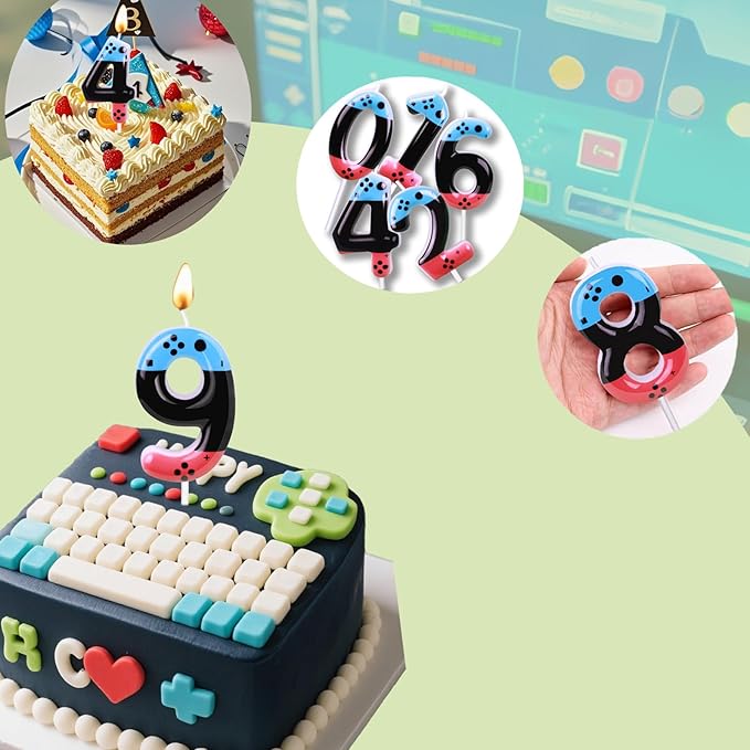 Gaming Candle,Level 13 Number Birthday Cake Candles,13 Birthday Decorations for Boys,13th Birthday Candle Gamepad Birthday Candles,Video Game Controller Themed Birthday Party Supplies (Number 13)