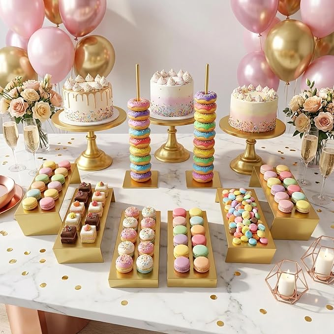 3 Pcs Metal Cake Stand Set 8/10/12 inch Dessert Table Display Perfect for Baby Shower Wedding Birthday (gold)