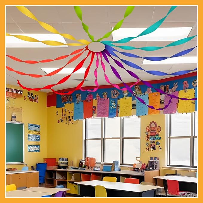 Watersay 16 Rolls Rainbow Crepe Paper Streamers 528 ft Colorful Classroom Party Decoration Back to School Classroom Ceiling Decor Graduation Party Streamers for Festivals Birthday Theme Wedding Indoor