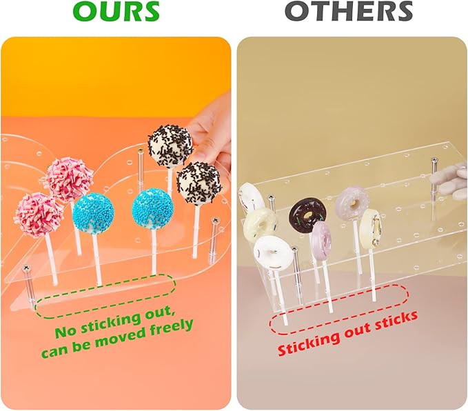 NiHome Cake Pop Stand Non Sticking Out, 24 Holes Acrylic Cake Pop Holder, Lollipop Cakepopsical Stand for Wedding Birthday Party Celebration, Heart Shaped