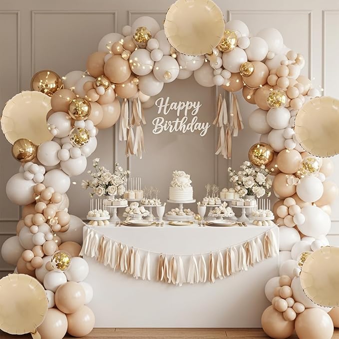 TONIFUL 30Pcs 18 Inch Round Balloons Large Caramel Round Shape Foil Balloons Big Caramel Round Helium Mylar Balloons for Birthday Wedding Baby Shower Anniversary Engagement Party Decor Supplies