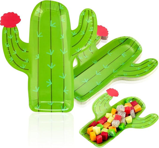 meekoo 24 Pcs Cactus Party Paper Plates Cactus Theme Fiesta Cinco De Mayo Party Decorations for Dinner Dessert Picnic Birthday Wedding Baby Shower